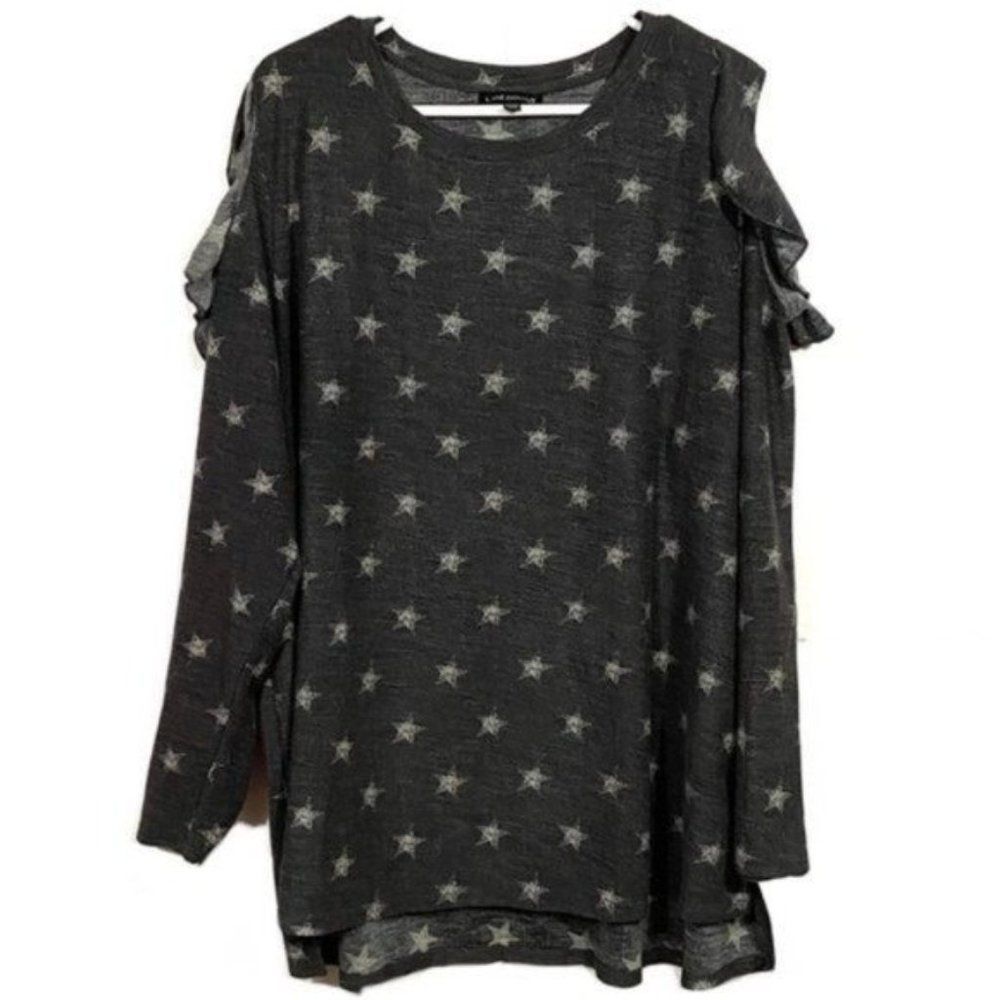 Lane Bryant Plus Size Star Print Ruffle Sweater